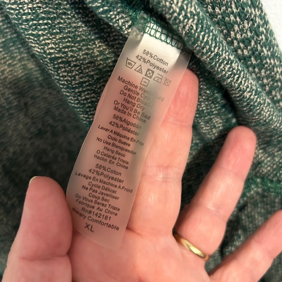 Lularoe Sleeveless Long Vest Green Tan Geometric Pattern XL - Picture 9 of 10